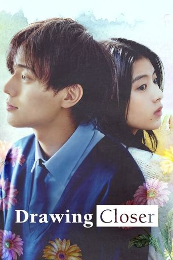 The poster features a young man and woman in soft, dreamy colors against a blurred background. The man gazes thoughtfully to the side while the woman looks forward with a gentle expression. The title "Drawing Closer" is prominently displayed in white text, suggesting a romantic or emotional conne...