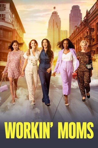 The poster features five women walking confidently down a sunlit street, exuding a warm, vibrant energy. The warm golden hues of the sky and buildings create a nostalgic, cheerful atmosphere. The bold yellow text at the bottom emphasizes the show's title, capturing its essence of family life and ...