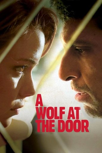 The poster features a close-up of two characters facing each other, their expressions intense and serious. The warm, golden lighting creates a dramatic atmosphere, while the bold red title text stands out against the muted background.