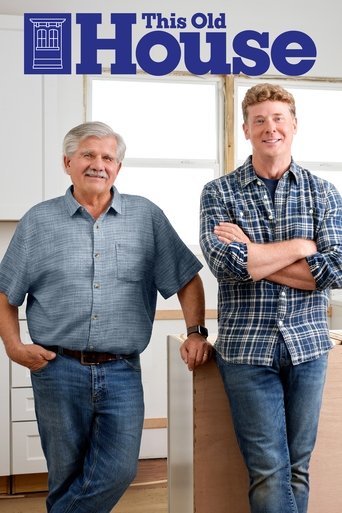 Two men stand proudly in a bright, modern kitchen, exuding confidence and warmth. The blue and white color scheme of the poster reflects their cheerful demeanor. The scene captures a moment of shared pride and satisfaction, inviting viewers to engage with the show's authentic and inviting style.