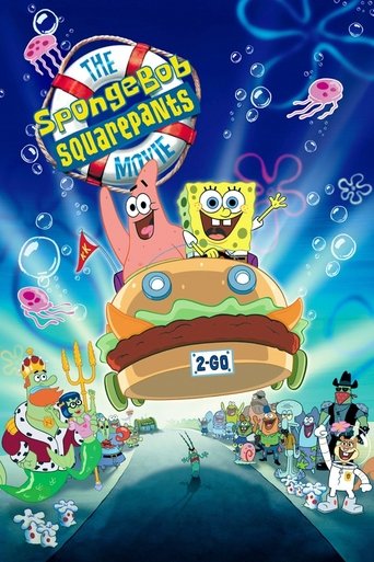 The vibrant poster features SpongeBob and Patrick in a whimsical underwater scene, surrounded by colorful bubbles and jellyfish. The bright blue background and cheerful colors create a lively and fun atmosphere, capturing the essence of the beloved animated series.