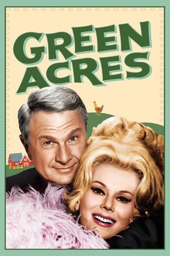 The poster features a warm, nostalgic scene with a man and woman in period attire, exuding charm and romance. The vibrant green title stands out against a soft background, evoking a classic sitcom feel.