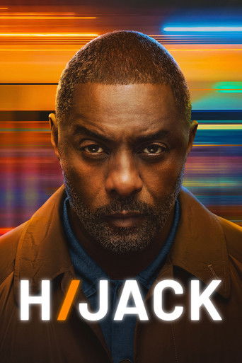 The poster features a close-up of a man with a serious expression, set against a vibrant, blurred background of warm orange, blue, and red hues. The bold, white text "H/I JACK" dominates the lower portion, suggesting a dramatic and intense narrative.
