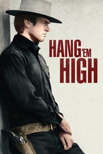 The poster features a young man in a cowboy hat and leather jacket, exuding a rugged charm against a muted background. The bold red text "HANG 'EM HIGH" dominates the right side, evoking a sense of action and rebellion. The overall mood is gritty and adventurous, capturing the essence of a classi...