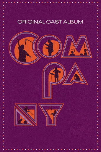 The poster features silhouettes of characters in a dramatic, moody atmosphere against a deep purple background. The word "COMPANY" is creatively designed with triangular frames containing various scenes, suggesting a narrative about friendship and camaraderie.