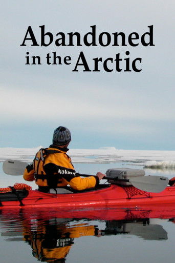The poster features a lone kayaker in a vibrant red kayak, surrounded by a serene Arctic landscape. The muted tones of the sky and water contrast with the bright colors of the kayaker's gear and the kayak itself. The mood is one of solitude and tranquility, capturing the essence of an abandoned A...