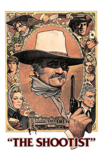 This movie poster features a central cowboy character in a wide-brimmed hat, surrounded by smaller portraits of other characters. The warm, sepia-toned palette evokes a gritty, historical atmosphere, while the bold title text at the bottom reinforces the film's title.