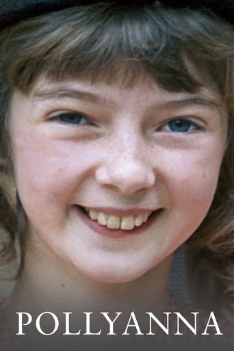 A young girl with brown hair and blue eyes smiles brightly at the camera. The warm, soft lighting enhances her cheerful expression, creating a nostalgic and inviting atmosphere. The text "POLLYANNA" appears at the bottom, anchoring the image in its classic charm.