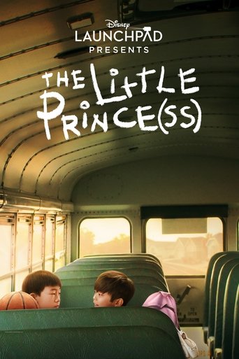 The poster features a train interior with two young boys resting on green seats, evoking a sense of quiet companionship. The warm, muted tones of the train and the soft lighting create a nostalgic, contemplative mood. The title, "The Little Prince(ss)," is elegantly written in white, adding a tou...