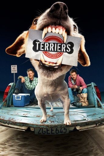A goofy terrier stands atop a blue boat, mouth wide open with teeth showing. Behind him, two people sit in the boat, one holding a sign that says "Terriers." The scene is vibrant with warm tones against a dark background, evoking a humorous and adventurous mood.