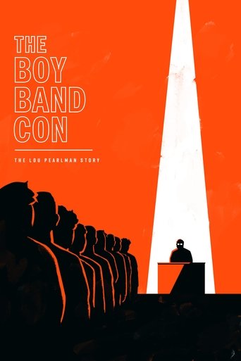 The poster features silhouettes of people in a row against a vibrant orange background, with a single spotlight illuminating a figure at a podium. The stark contrast between the dark figures and bright light creates a mysterious and dramatic mood.
