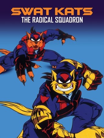 The poster features two animated characters in dynamic poses against a vibrant blue background. One character wears a red and black outfit, while the other sports a yellow and blue costume. The energetic, action-oriented style conveys a sense of adventure and excitement, fitting for a superhero-t...