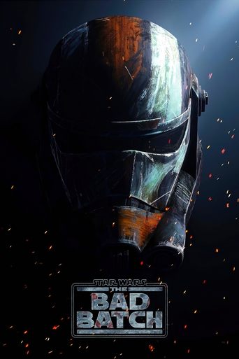 The poster features a menacing, weathered helmet against a dark, starry backdrop. The colors are muted and dramatic, with hints of orange and blue that suggest a mysterious, otherworldly atmosphere. The mood is ominous and foreboding, hinting at the dark and dangerous world the characters will face.