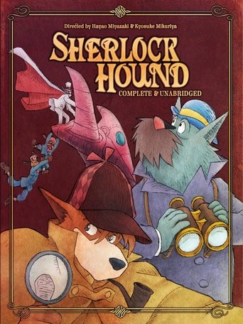 This poster features a lively scene with a fox detective, a blue wolf, and a red bird in a detective hat, all set against a warm, earthy background. The mood is adventurous and playful, capturing the essence of the classic detective show.