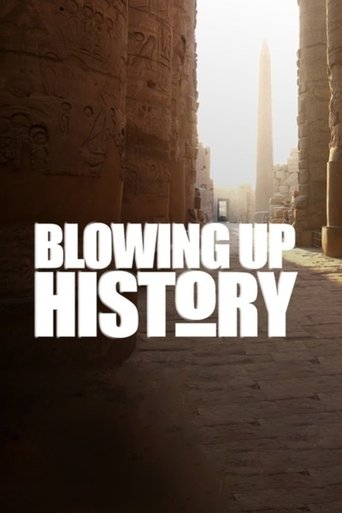 The poster features ancient Egyptian ruins bathed in warm sunlight, evoking a sense of historical grandeur. Bold white text overlays the scene, creating a striking contrast against the earthy tones. The mood is mysterious yet inviting, suggesting a blend of exploration and storytelling.