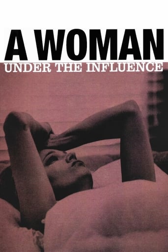 The poster features a woman reclining with her arms crossed, exuding a sense of introspection and vulnerability. The muted, sepia-toned palette evokes a nostalgic, melancholic atmosphere, while the bold, sans-serif typography of the title "A Woman Under the Influence" adds a modern, provocative f...
