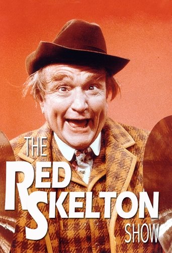 The poster features a jovial Red Skelton in a brown hat and tweed jacket against a warm orange background. The bold white text announces "The Red Skelton Show," capturing the show's lively and humorous spirit.