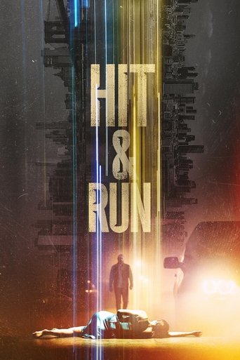 The poster depicts a dramatic scene with a lone figure standing amidst a fiery explosion, surrounded by debris and smoke. The title "Hit & Run" is prominently displayed in bold, metallic letters, evoking a sense of urgency and danger. The overall atmosphere is tense and intense, capturing the ess...