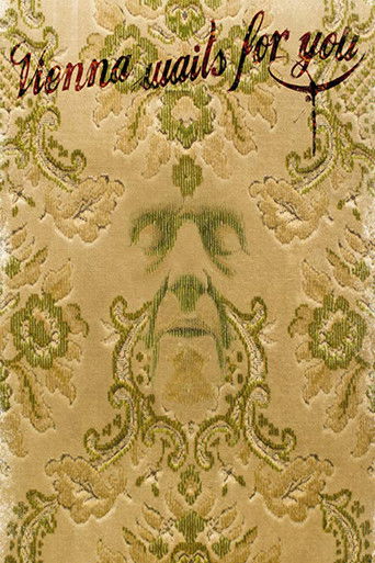 The poster features a hauntingly beautiful portrait of a man with a serene expression, framed by ornate green floral patterns against a warm, golden background. The title, "Vienna Waits for You," is elegantly written in cursive at the top, evoking a sense of longing and anticipation. The overall ...