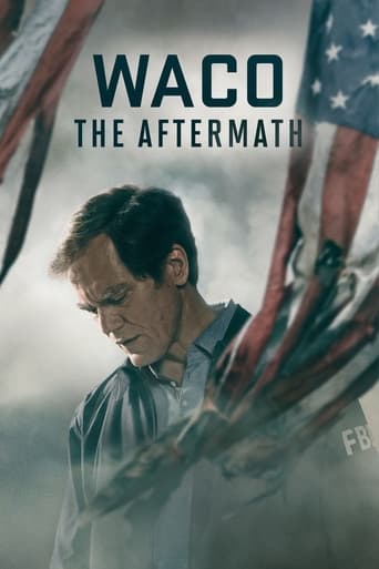 The poster features a somber, contemplative man with a serious expression, set against a backdrop of American flags waving in the wind. The muted colors and dramatic lighting evoke a sense of historical gravity and emotional weight, capturing the somber mood of the show's title.