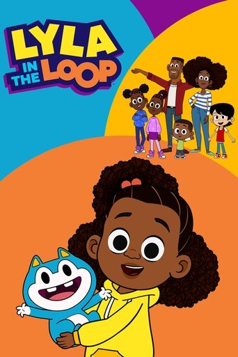 This vibrant poster features a cheerful black girl holding a blue cat, set against an orange and purple background. In the upper right, a group of diverse children stands together, suggesting a community-focused theme. The playful colors and joyful expressions convey a lively, engaging atmosphere...