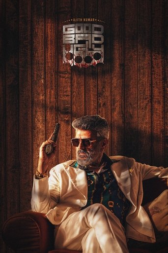 The poster features a rugged man in a cream suit, holding a gun, against a dark wood-paneled background. The warm lighting casts shadows, creating an intense and dramatic mood. The metallic emblem in the background adds a mysterious and edgy touch to the image.