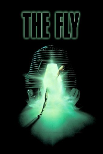 The poster features a silhouette of a person against a dark background, illuminated by a mysterious green glow emanating from their face. The title "THE FLY" is prominently displayed at the top in bold, glowing letters. The eerie and suspenseful mood is conveyed through the shadowy figure and the...