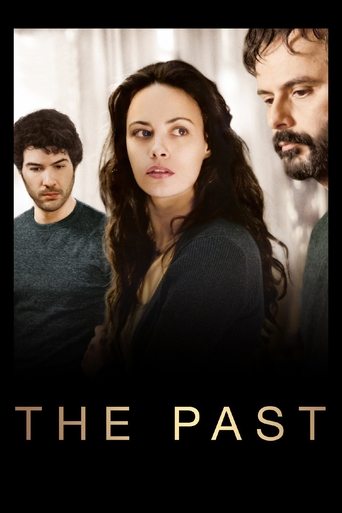 The poster features three characters in a dimly lit room, with the woman in the center looking forward with a serious expression. The warm, golden lighting creates an intimate atmosphere, while the dark background adds depth. The title "THE PAST" is prominently displayed at the bottom, suggesting...