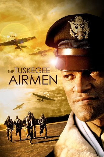 The Tuskegee Airmen poster features a determined pilot in a military uniform, with a group of soldiers in the background. The warm yellow and orange tones evoke a sense of patriotism and historical significance, capturing the spirit of the era.