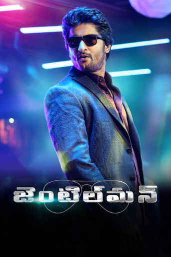 The poster features a man in sunglasses, exuding confidence against a vibrant neon backdrop. The cool blue tones and dynamic lighting create an intense, dramatic mood, suggesting a high-stakes narrative. The title "Gentleman" is prominently displayed, hinting at a blend of sophistication and action.
