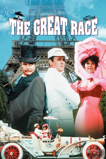 This vintage movie poster features three elegantly dressed characters in period attire against the iconic Eiffel Tower backdrop. The scene captures a classic 1930s racing atmosphere with a mix of formal wear and playful costumes, evoking a sense of excitement and nostalgia.