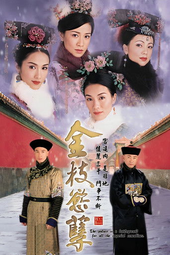 The poster features elegant women in traditional Chinese attire against a backdrop of red and gold, evoking a sense of historical drama. The central figure stands prominently, surrounded by other characters in period clothing, suggesting a story of romance and conflict. The overall composition bl...