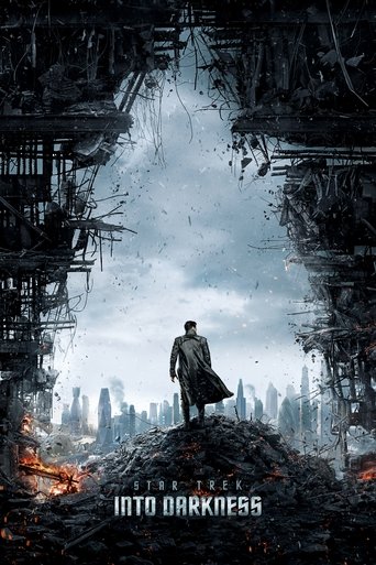 The poster features a lone figure standing on a crumbling bridge, surrounded by debris and destruction. The dark, ominous colors evoke a sense of despair and foreboding. The title "Into Darkness" is prominently displayed at the bottom, hinting at the film's themes of survival and darkness.