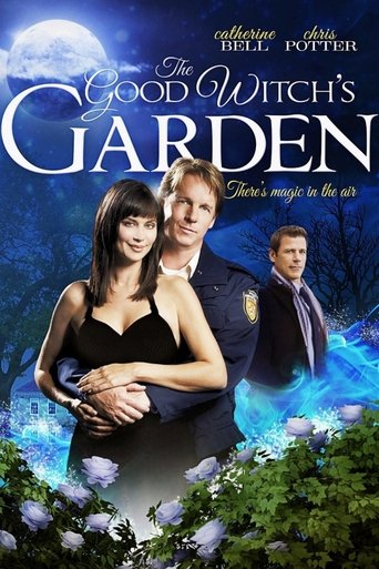 The poster features a romantic couple in formal attire against a mystical blue backdrop, with a full moon and glowing magical elements enhancing the enchanting mood.