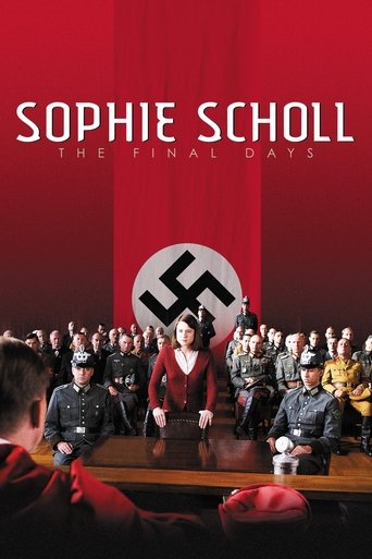 The poster features a solemn scene with a Nazi swastika prominently displayed against a red backdrop. A woman in a red dress stands at the center, surrounded by soldiers in military uniforms, creating a somber and historical atmosphere. The overall mood is one of historical weight and reflection,...