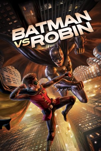 The poster features Batman and Robin in dynamic poses against a cityscape backdrop. Batman wears his classic black suit, while Robin sports his red and yellow costume. The image conveys action and adventure with vibrant colors and dramatic lighting.