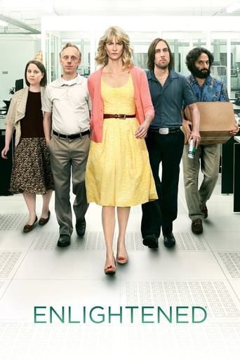The poster features six characters walking confidently in a modern office setting, with warm lighting and vibrant colors like yellow, blue, and brown. The mood is professional yet hopeful, suggesting a workplace drama with a positive message about overcoming challenges.