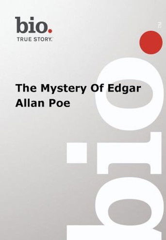 The poster features a minimalist design with a light gray background and bold typography. The title "The Mystery of Edgar Allan Poe" is prominently displayed in black, while the word "bio." appears in the top left corner. A large red circle adds a pop of color to the right side. The overall mood ...