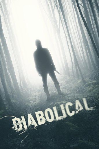The poster depicts a solitary figure standing in a misty forest, creating an eerie and mysterious atmosphere. The dark silhouette contrasts sharply with the bright, ethereal background, emphasizing isolation and suspense. The title "Diabolical" is prominently displayed in a gothic font, reinforci...