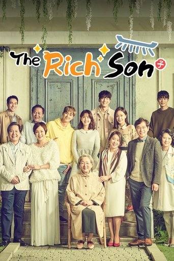 This TV poster for "The Rich Son" features a lively group of diverse characters in a warm, sunlit outdoor setting. The vibrant colors and cheerful expressions convey a sense of joy and camaraderie, while the rustic backdrop hints at a story of growth and family.
