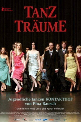 The poster features a group of young women in colorful dresses, exuding a lively and vibrant mood. The warm lighting and dynamic poses suggest a fun, energetic dance performance. The title "Tanz Träume" hints at a dreamy, artistic dance film.
