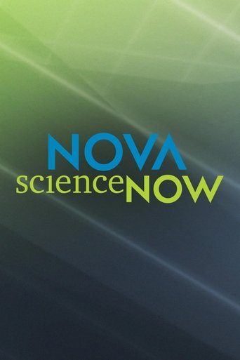 The poster features the "NOVA scienceNOW" logo in vibrant blue and green against a dynamic gradient background. The abstract, flowing lines evoke a sense of scientific wonder and modernity, while the clean typography suggests clarity and innovation.