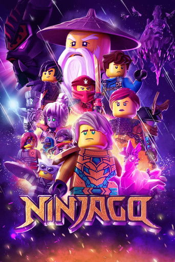 This vibrant poster showcases the beloved LEGO Ninjago cast in a dynamic scene of action and adventure. The characters are depicted in colorful outfits, with a mystical atmosphere filled with glowing purple and blue hues. The title "Ninjago" is prominently displayed at the bottom, emphasizing the...