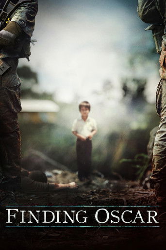The poster features a young boy standing in the center, framed by two soldiers in the foreground. The muted earth tones and soft lighting evoke a somber, reflective mood, suggesting a story of discovery and resilience.