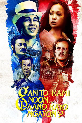 The poster features a collage of characters in vibrant colors—blue, red, and yellow—suggesting a dynamic and colorful narrative. The characters appear to be in a dramatic, emotional moment, evoking a sense of nostalgia and connection.