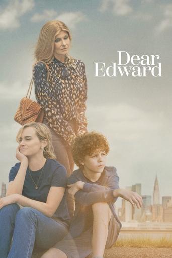 The poster features three young women sitting on a grassy hill, with one woman in the foreground wearing a dark blue shirt and jeans, another in a patterned dress, and a third with curly hair. The warm, golden sunlight bathes the scene, evoking a nostalgic, romantic mood. The title "Dear Edward" ...