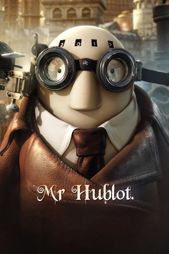 The poster features a whimsical, animated character with goggles and a brown coat, set against a warm, golden background. The mood is dreamy and imaginative, capturing the essence of a steampunk adventure.
