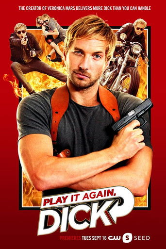 The poster features a rugged man with a gun, surrounded by intense action figures in fiery and dramatic colors. The bold red and white design conveys high energy and excitement, promising thrilling entertainment.