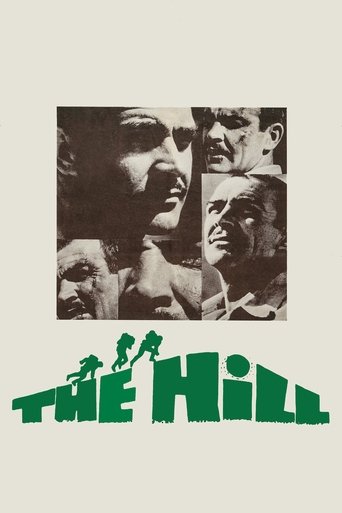 The Hill poster features a collage of four men in monochrome, suggesting a gritty, intense atmosphere. Bold green text with silhouettes of figures climbing up the hill evokes themes of struggle and ambition.