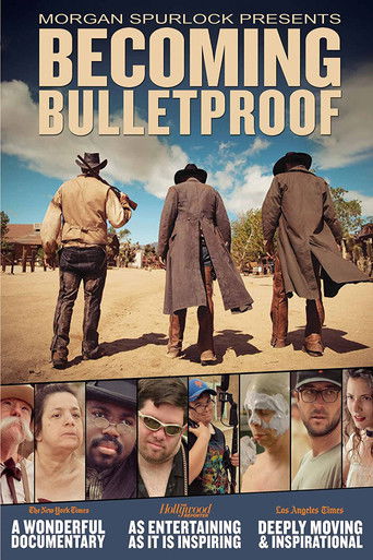 The poster features three men in cowboy hats walking away from the camera, evoking a rugged, adventurous mood. The warm earth tones of the background contrast with the cool blues of the sky. Below, a collage of faces suggests diverse characters, hinting at a family drama or adventure story. The t...